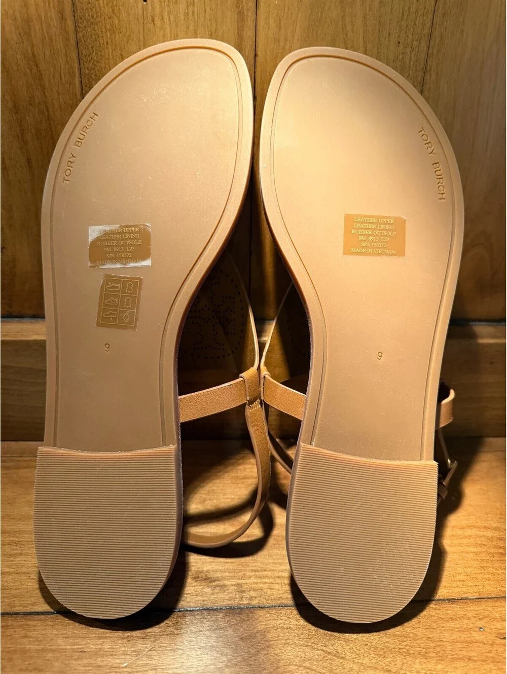 New Tory Burch Capri Perforated Logo Leather Slingback Sandals Women's Size 9